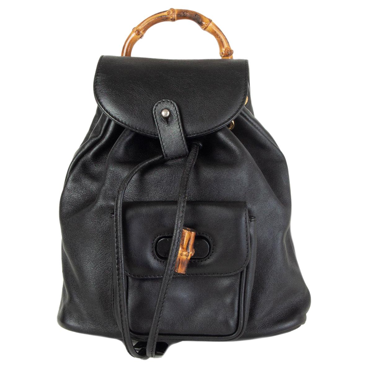 GUCCI mini sac à dos vintage en cuir noir avec dos en forme de sac