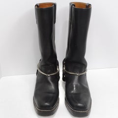 Gucci Black Leather Vintage Motorcycle Boots