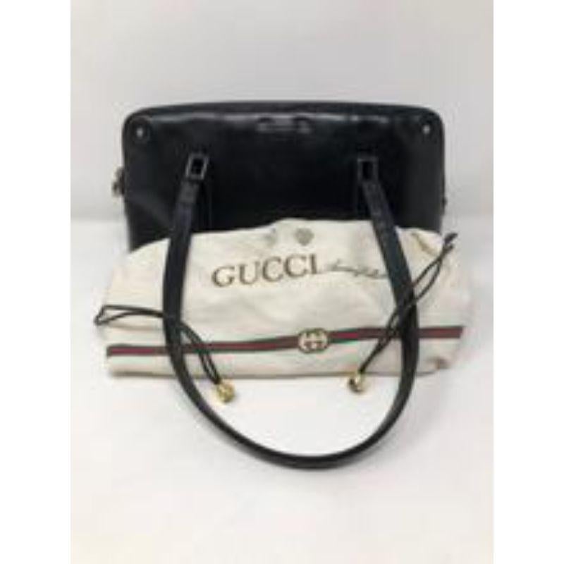 Gucci Black Leather Vintage Shoulder Bag Purse  3