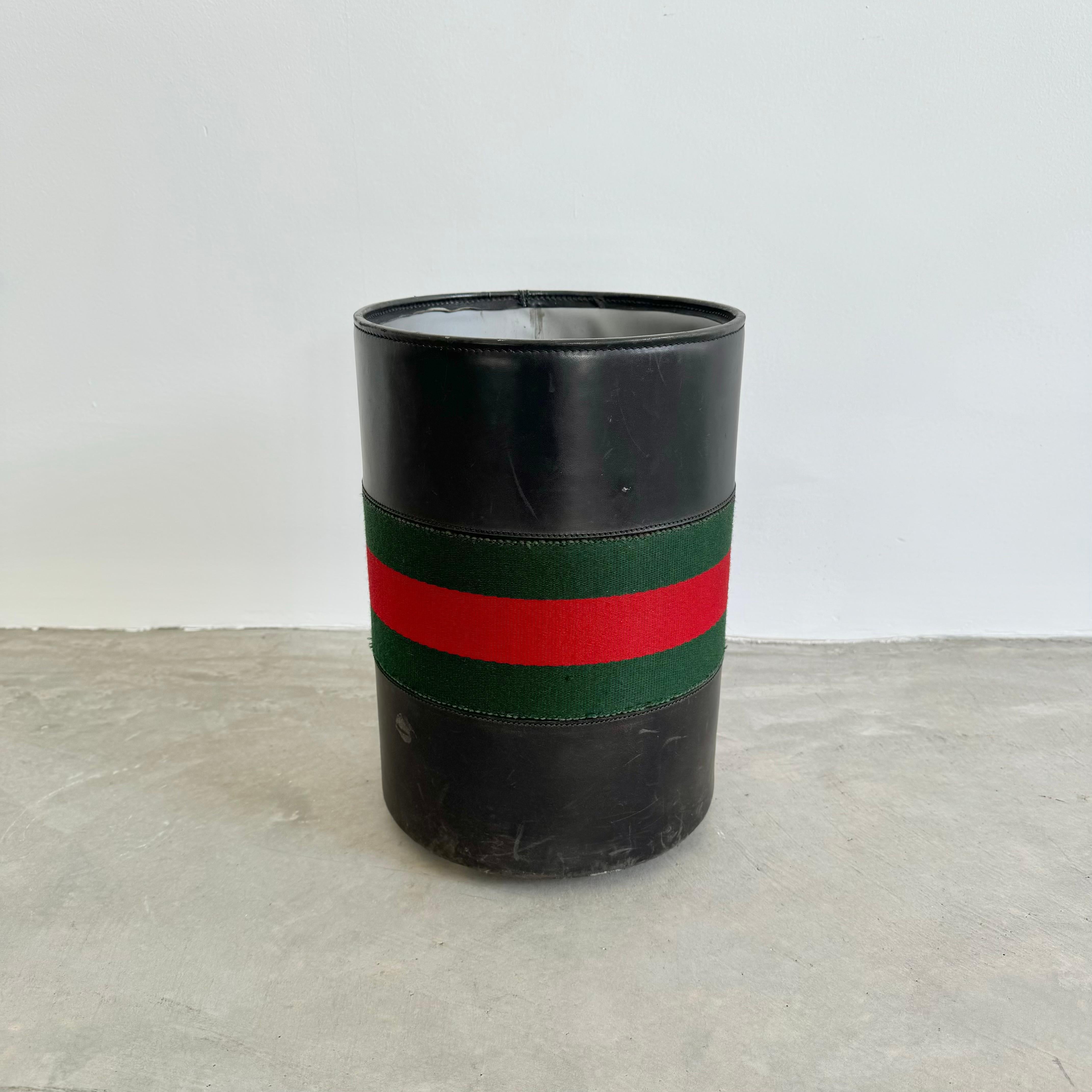 Gucci Black Leather Waste Basket, 1970s Italy For Sale at 1stDibs