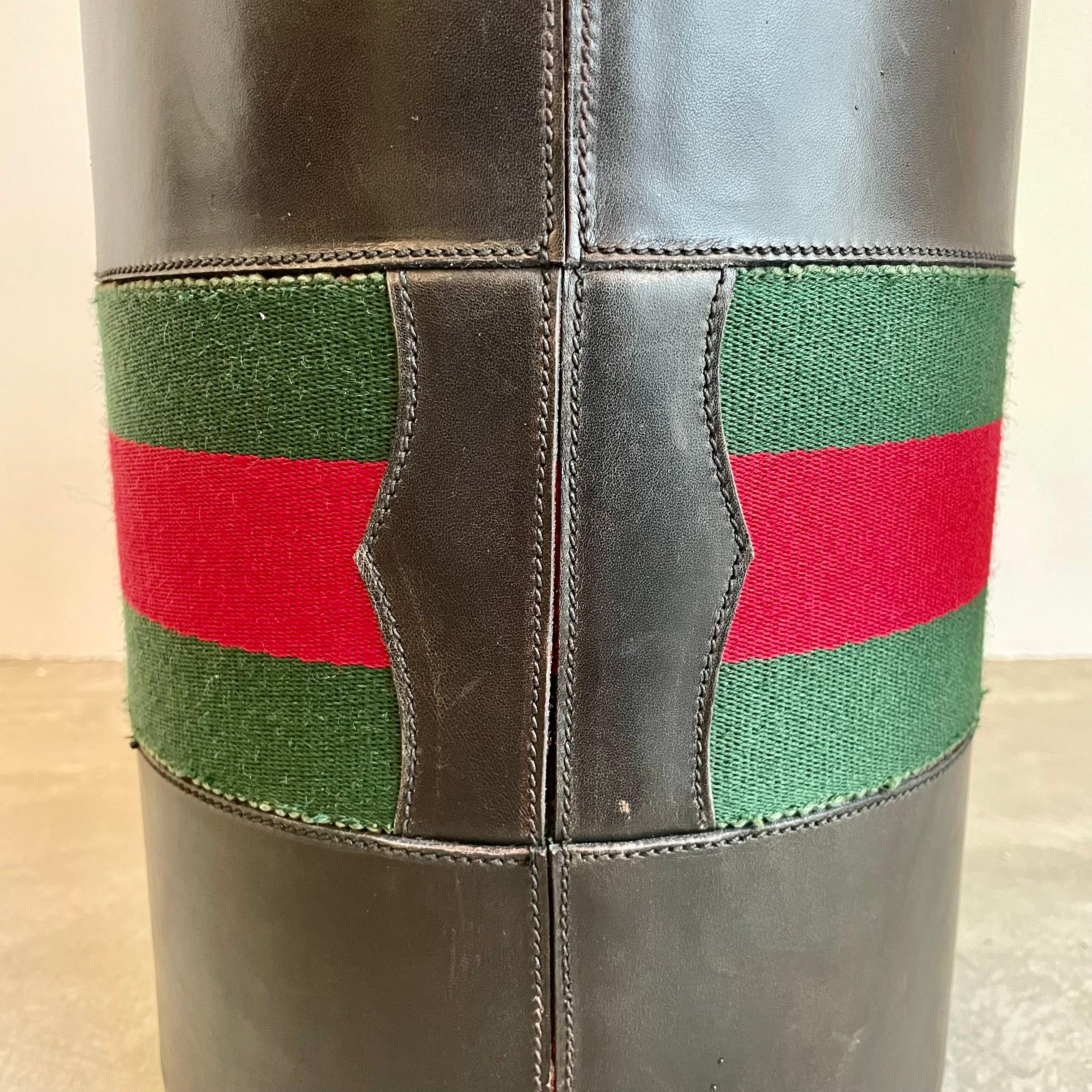 Gucci Black Leather Waste Basket, 1970s Italy 1