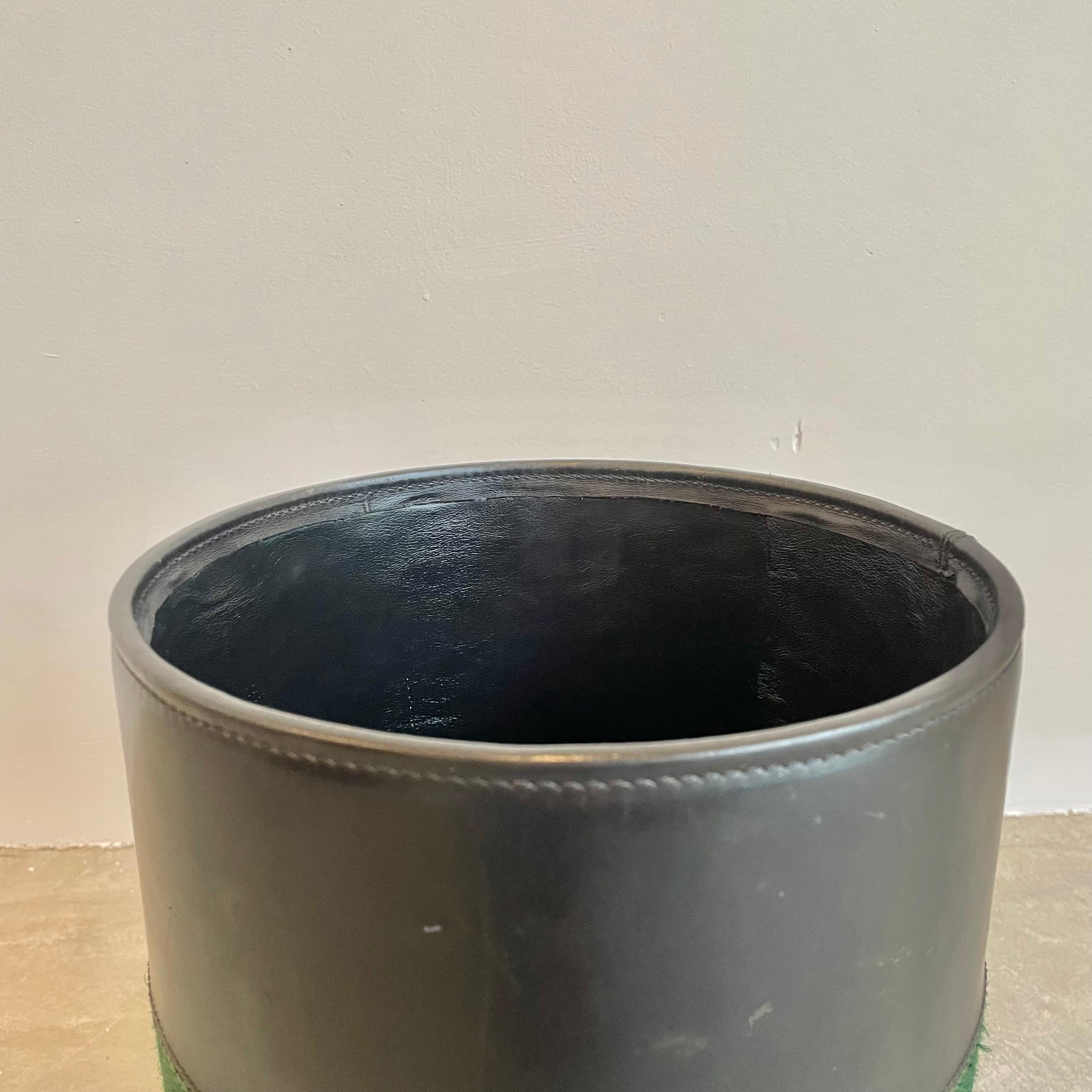 Gucci Black Leather Waste Basket, 1970s Italy 3