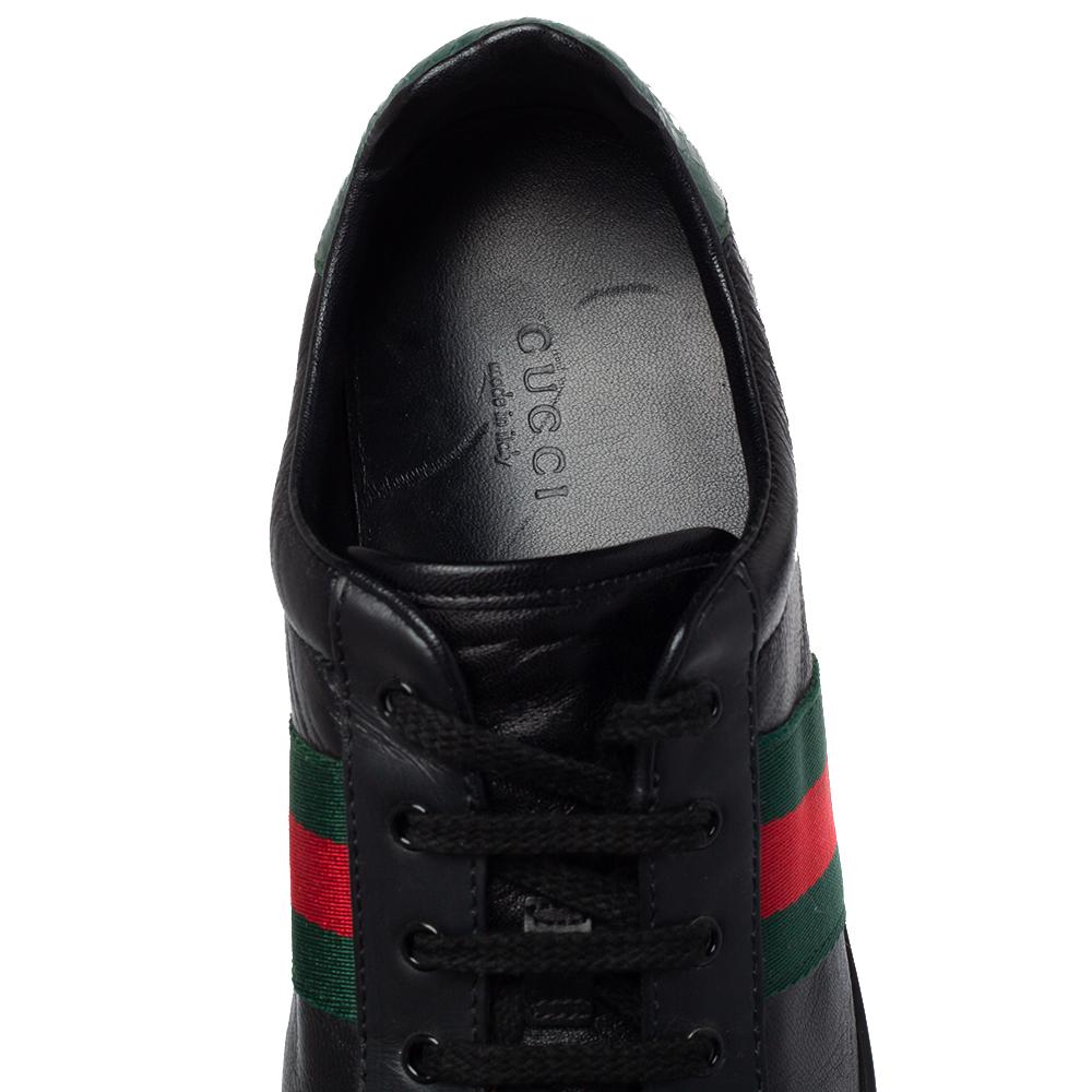 Gucci Black Leather Web Ace Low Top Sneaker Size 39 1