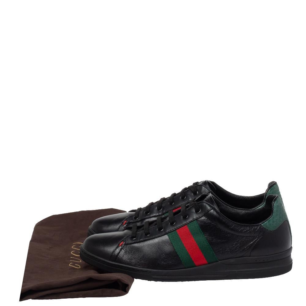 Gucci Black Leather Web Ace Low Top Sneaker Size 39 2