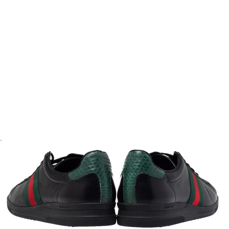 Gucci Black Leather Web Ace Low Top Sneaker Size 39 3
