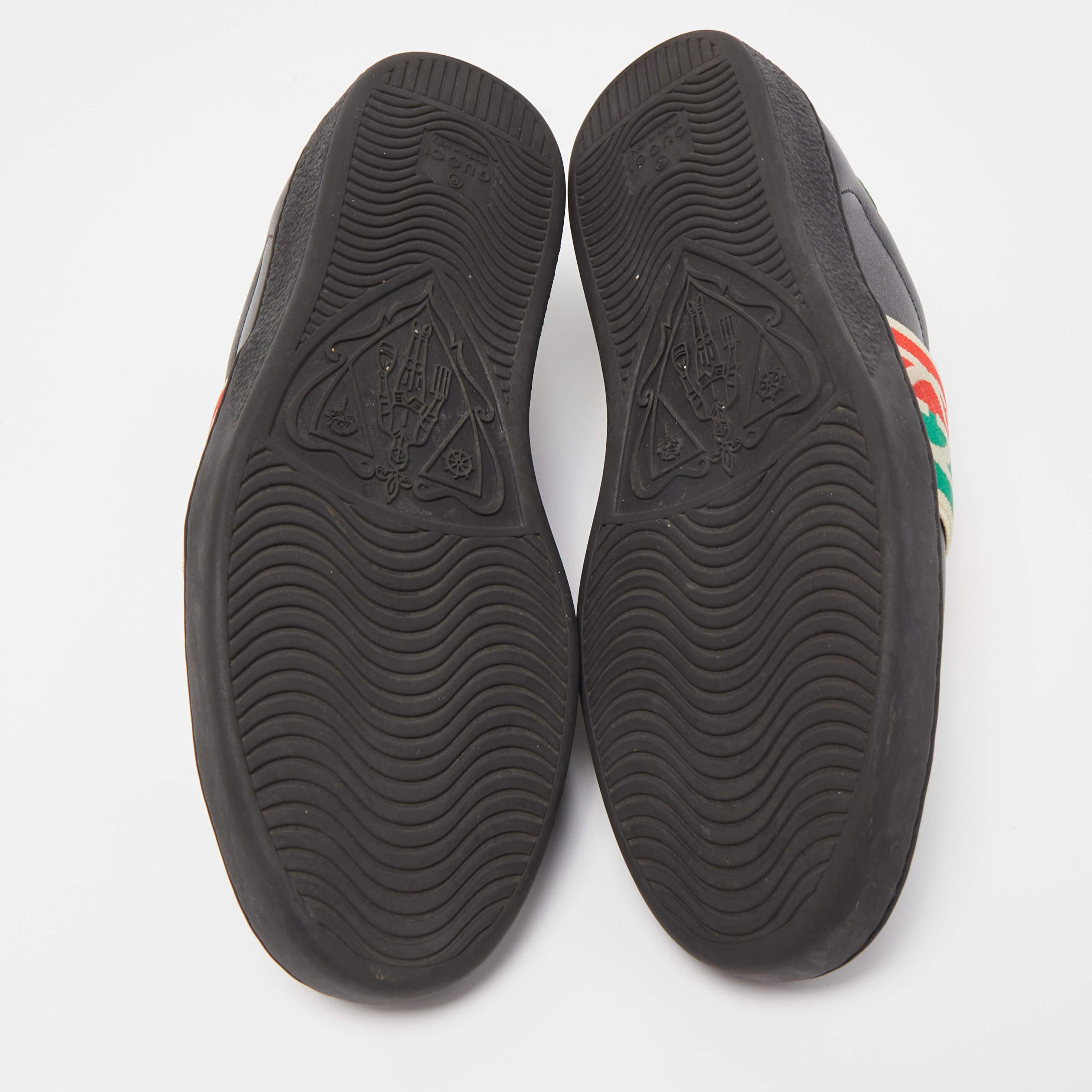 Gucci Web Ace Turnschuhe aus schwarzem Leder Größe 39,5 im Angebot 1