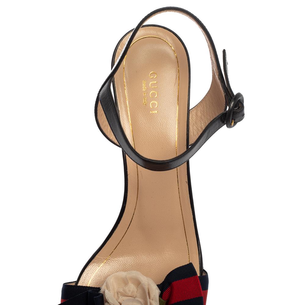 Gucci leather sandal with web bow deals