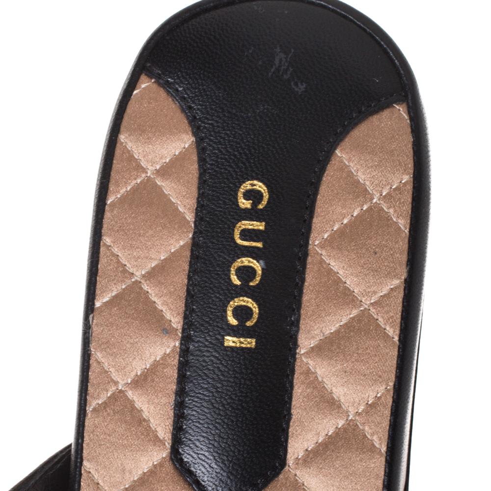 Women's Gucci Black Leather Web Detail NY Flamel Mules Size 38