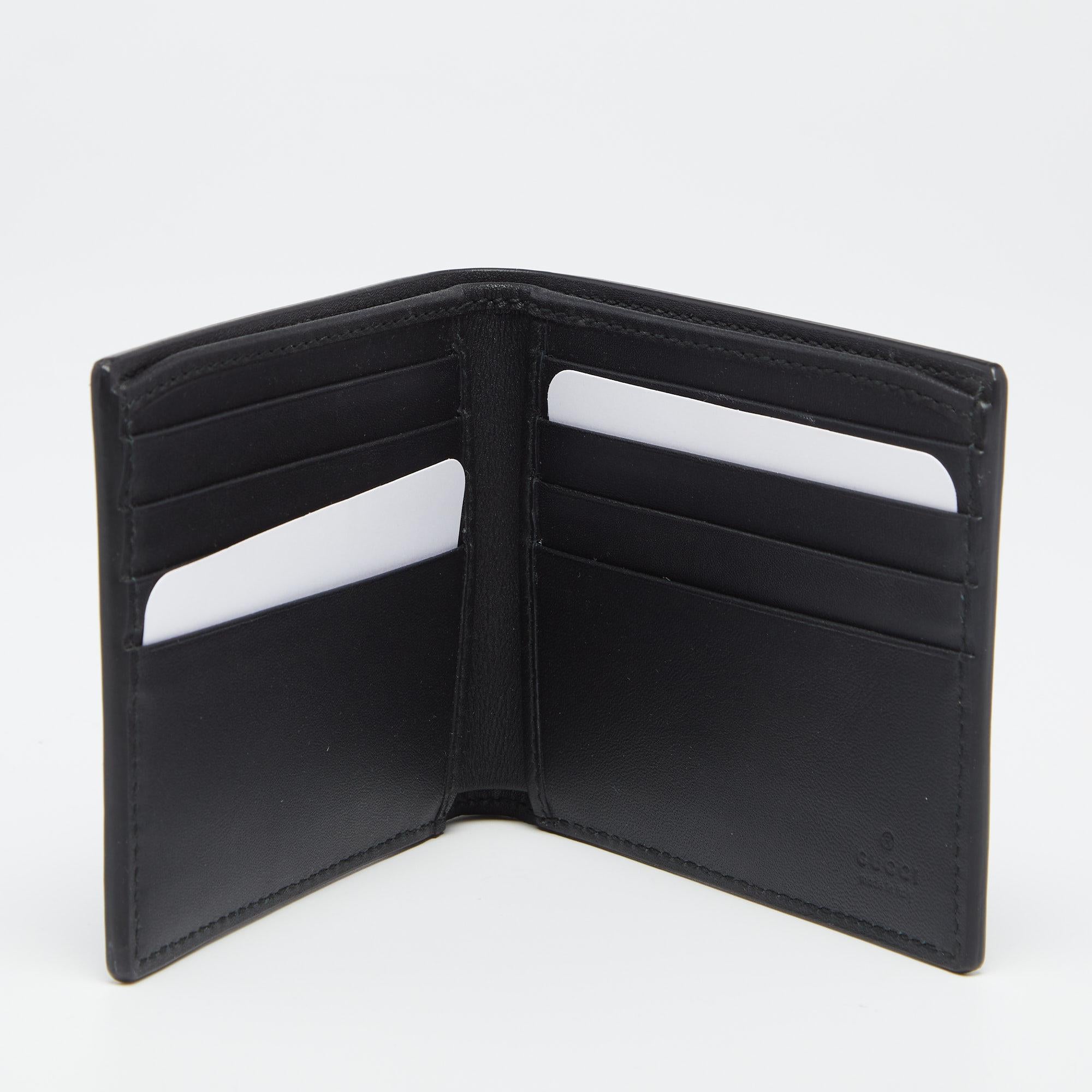 Gucci Black Leather Web Elastic Wallet 2