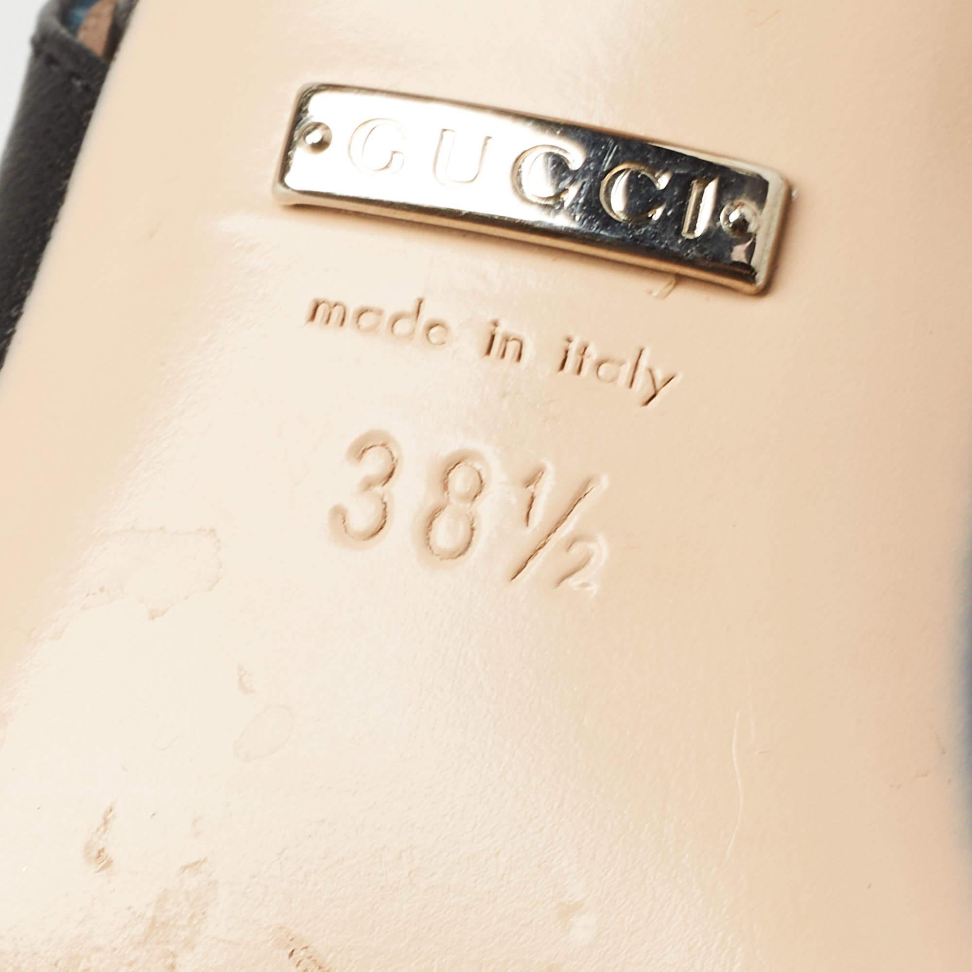 Women's or Men's Gucci Black Leather Web Horsebit Mary Jane Slingback Pumps Size 38.5