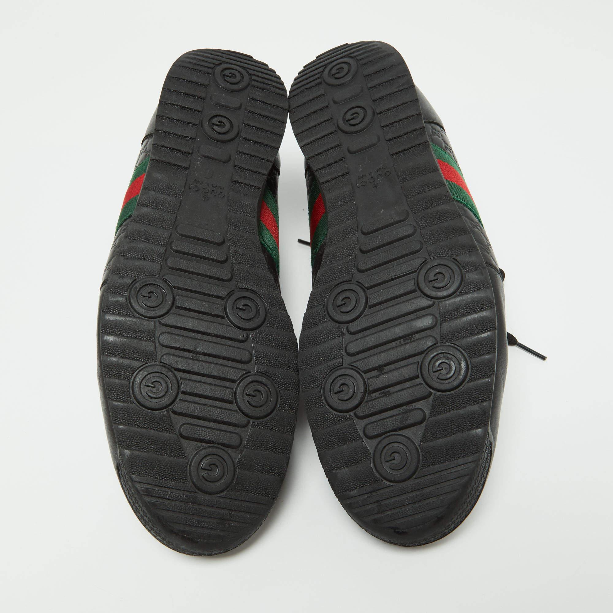 Gucci - Baskets à lacets en cuir noir Taille 45.5 3