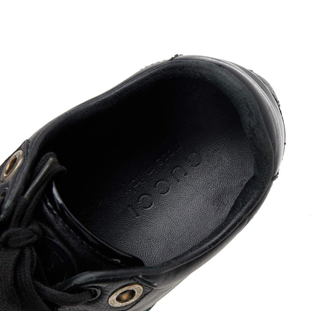 Gucci - Baskets basses en cuir noir avec toile, taille 42 Pour hommes en vente