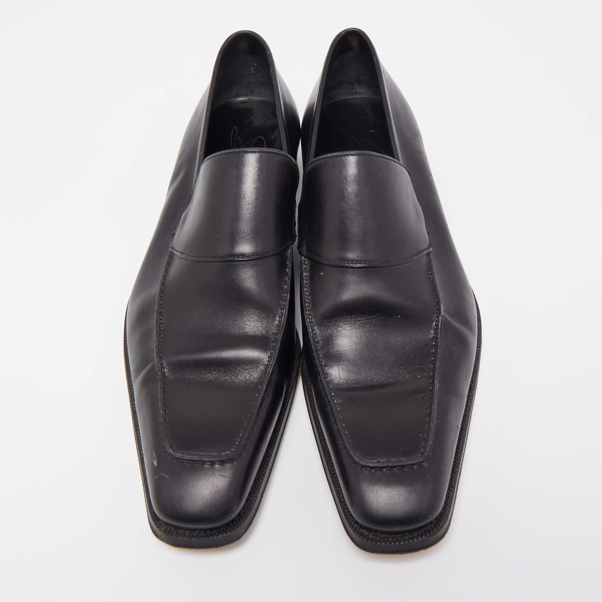 Gucci Black Leather Web Penny Loafers Size 41.5 In Good Condition For Sale In Dubai, Al Qouz 2