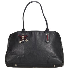 Gucci Black  Leather Web Princy Tote Bag Italy