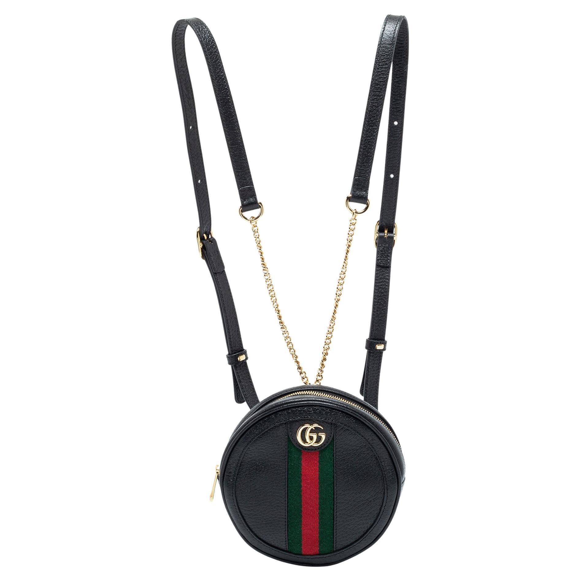 Gucci Green Leather Medium Darwin Convertible Backpack Bag For Sale at