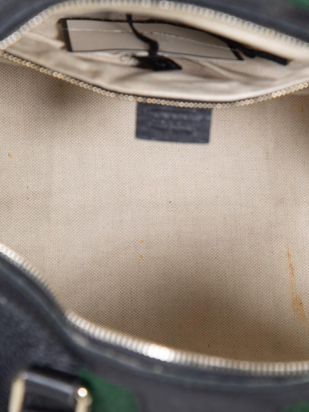 Gucci Black Leather Web Stripe Boston Bag For Sale 3