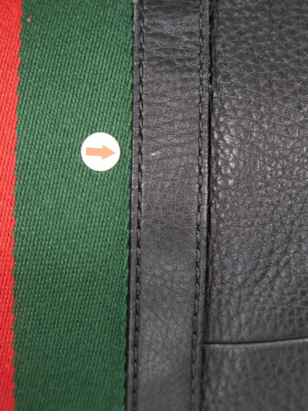 Gucci Black Leather Web Stripe Boston Bag For Sale 4