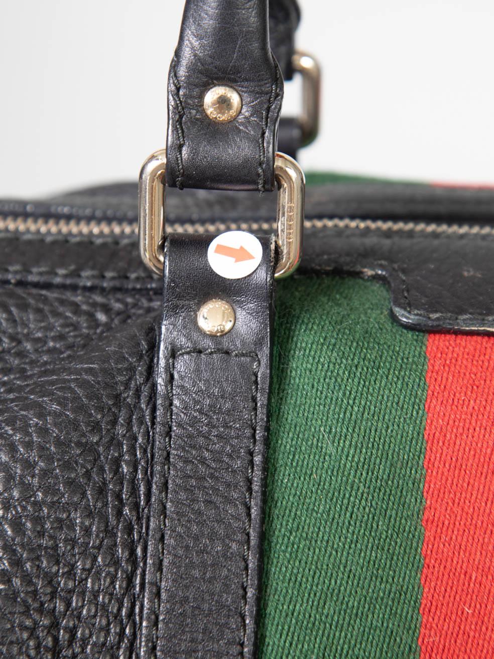 Gucci Black Leather Web Stripe Boston Bag For Sale 5