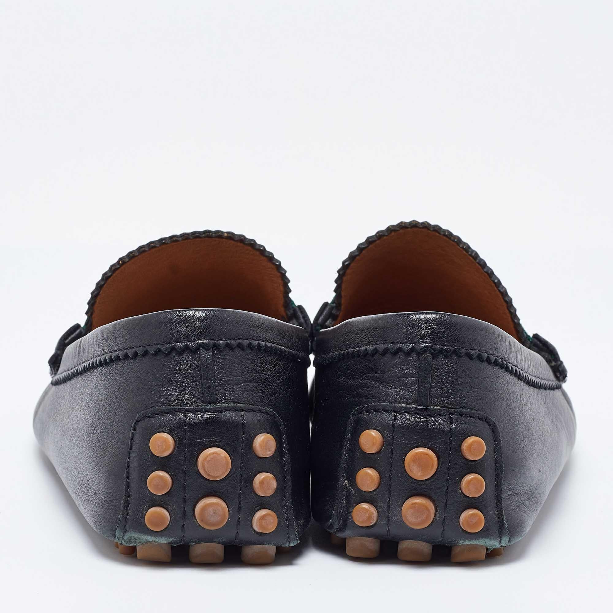 Gucci Black Leather Web Trim Slip On Loafers Size 40 1