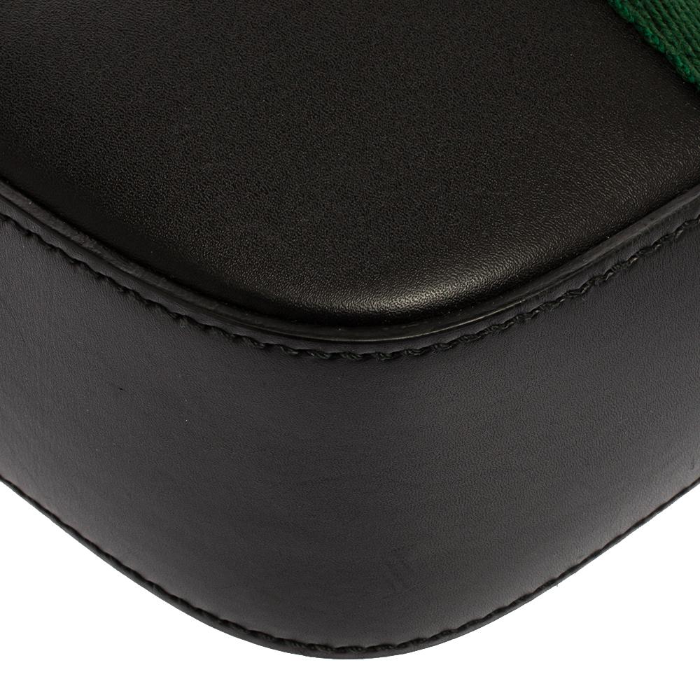 Gucci Black Leather Webby Bee Shoulder Bag 1