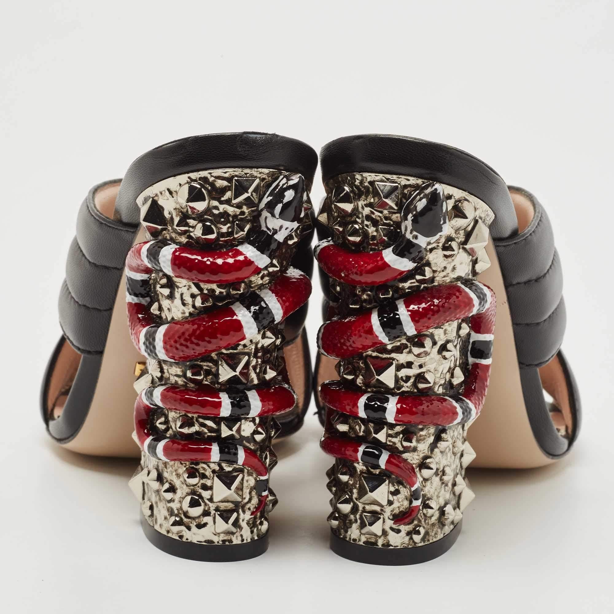 Gucci Black Leather Webby Slide Sandals Size 38.5 1