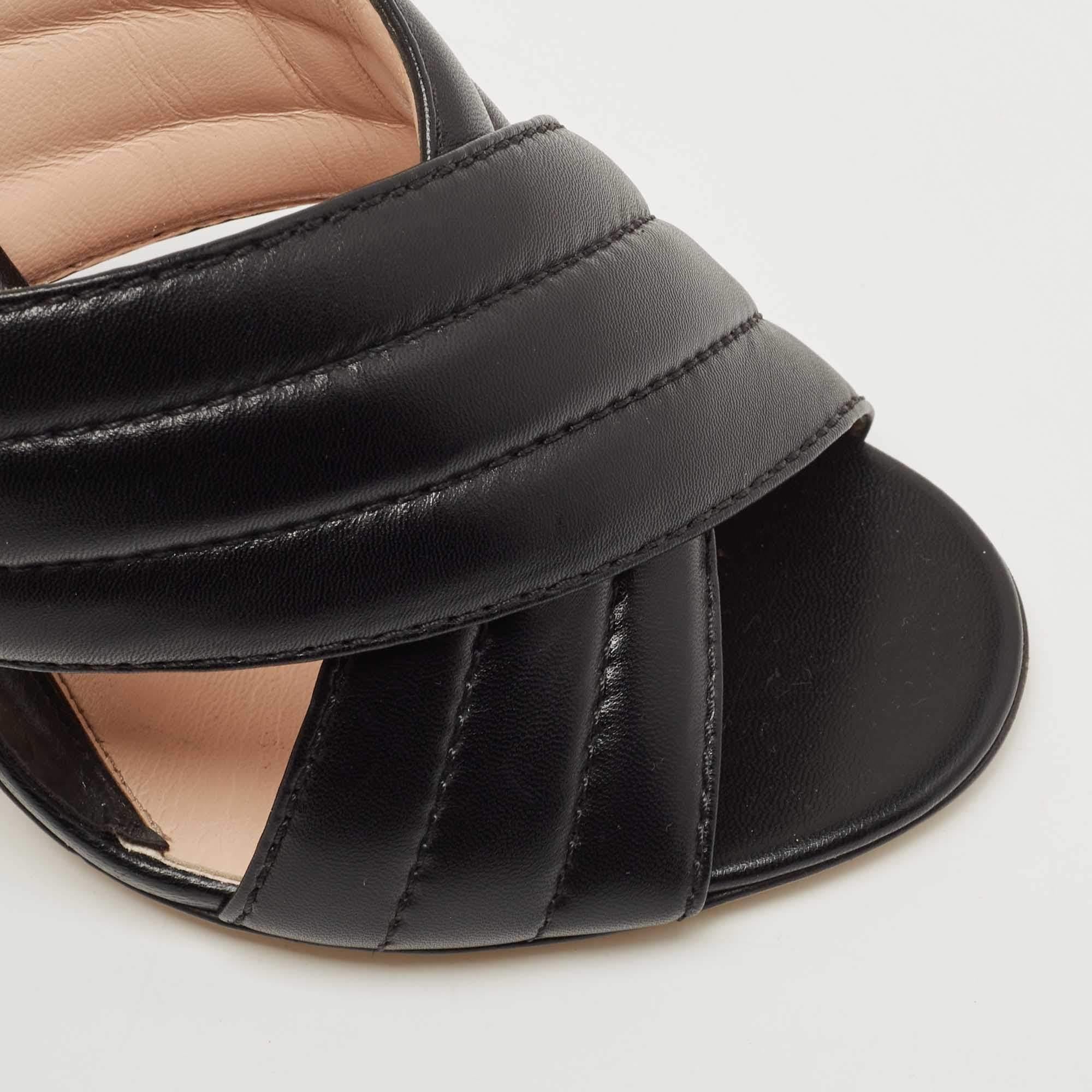 Gucci Black Leather Webby Slide Sandals Size 38.5 3