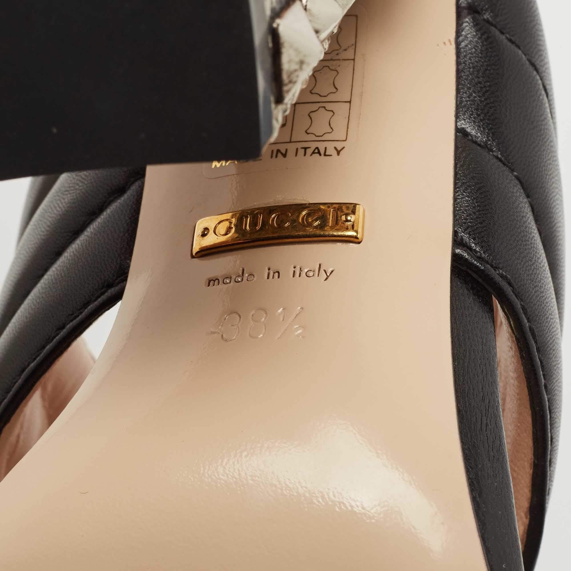 Gucci Black Leather Webby Slide Sandals Size 38.5 4