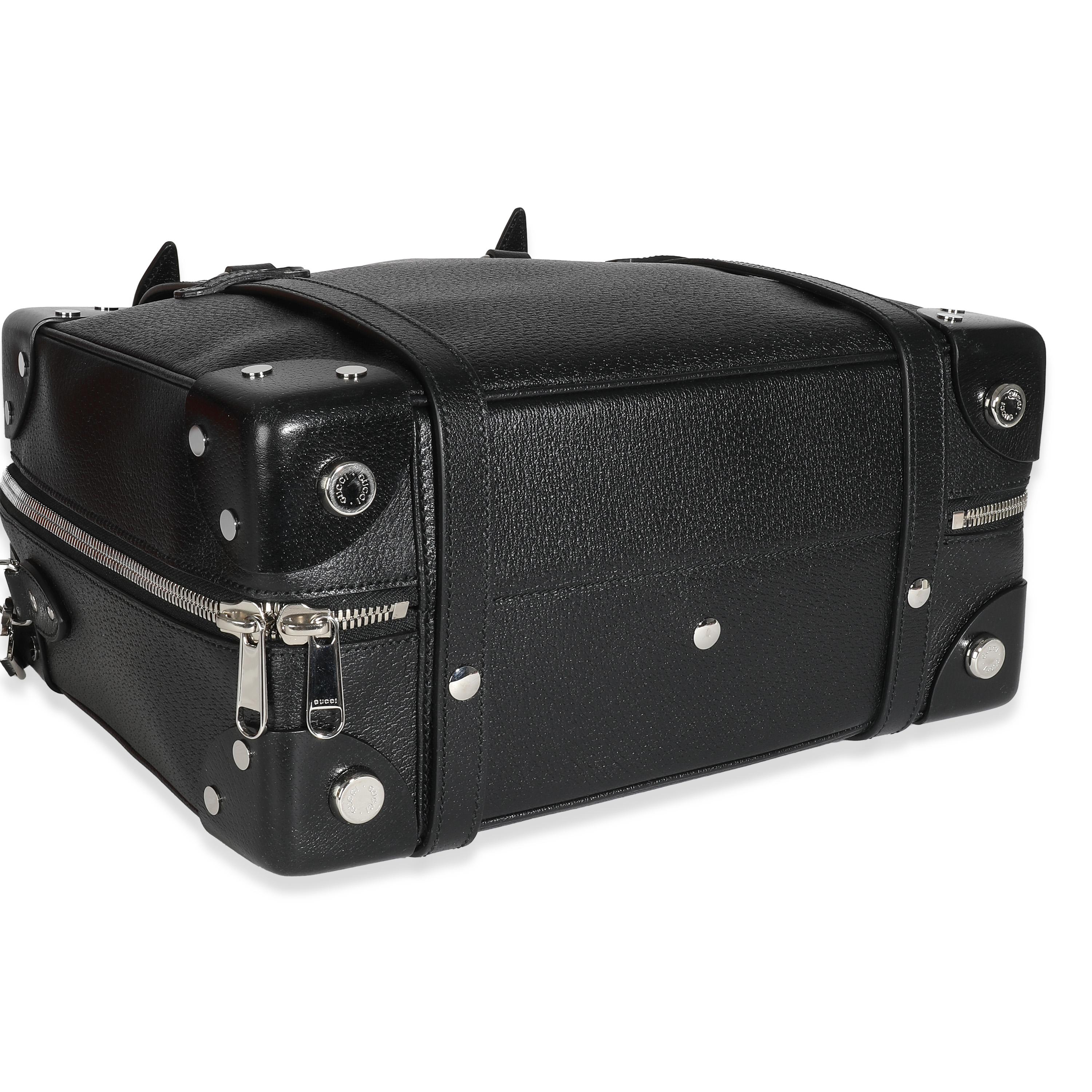Listing Title: Gucci Black Leather Weekender Mini Suitcase
SKU: 132858
Condition: Pre-owned 
Handbag Condition: Excellent
Condition Comments: Item is in excellent condition and displays light signs of wear. Mild scuffing along top and corners. Faint