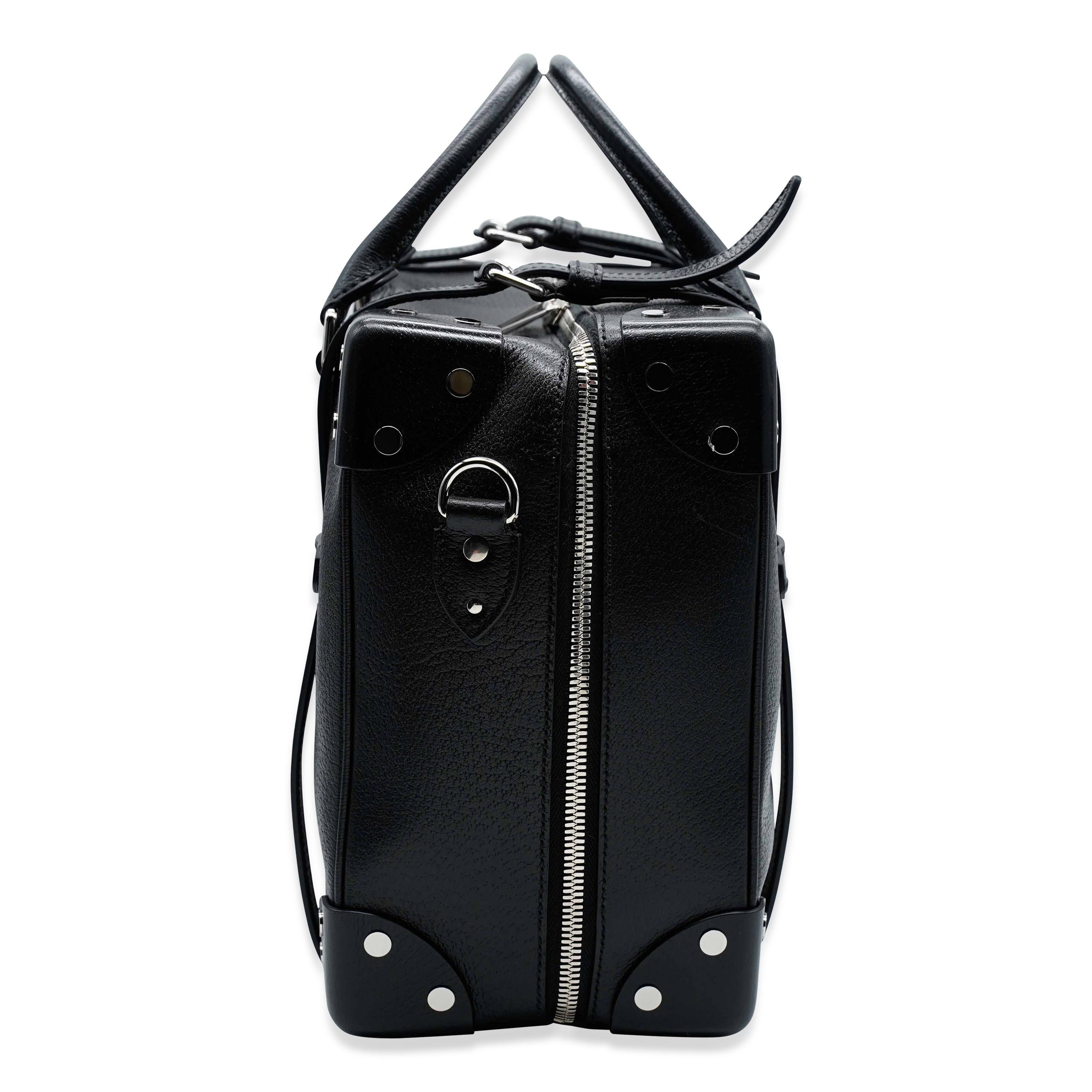Gucci Black Leather Weekender Mini Suitcase In Excellent Condition For Sale In New York, NY