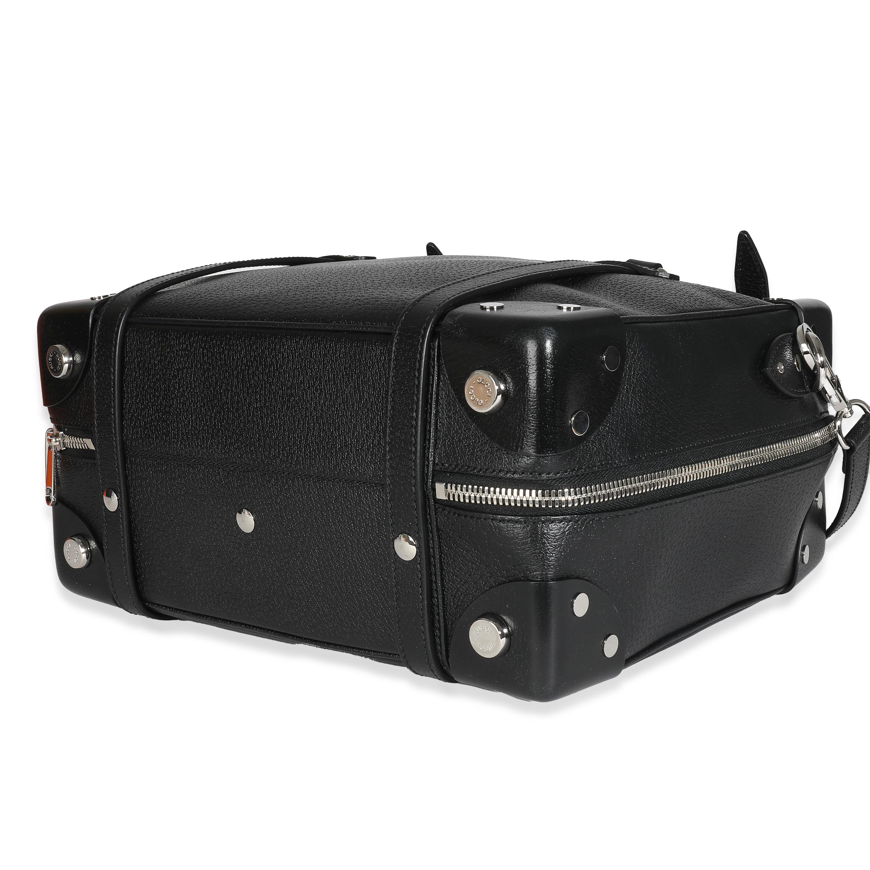 Gucci Black Leather Weekender Mini Suitcase For Sale 3