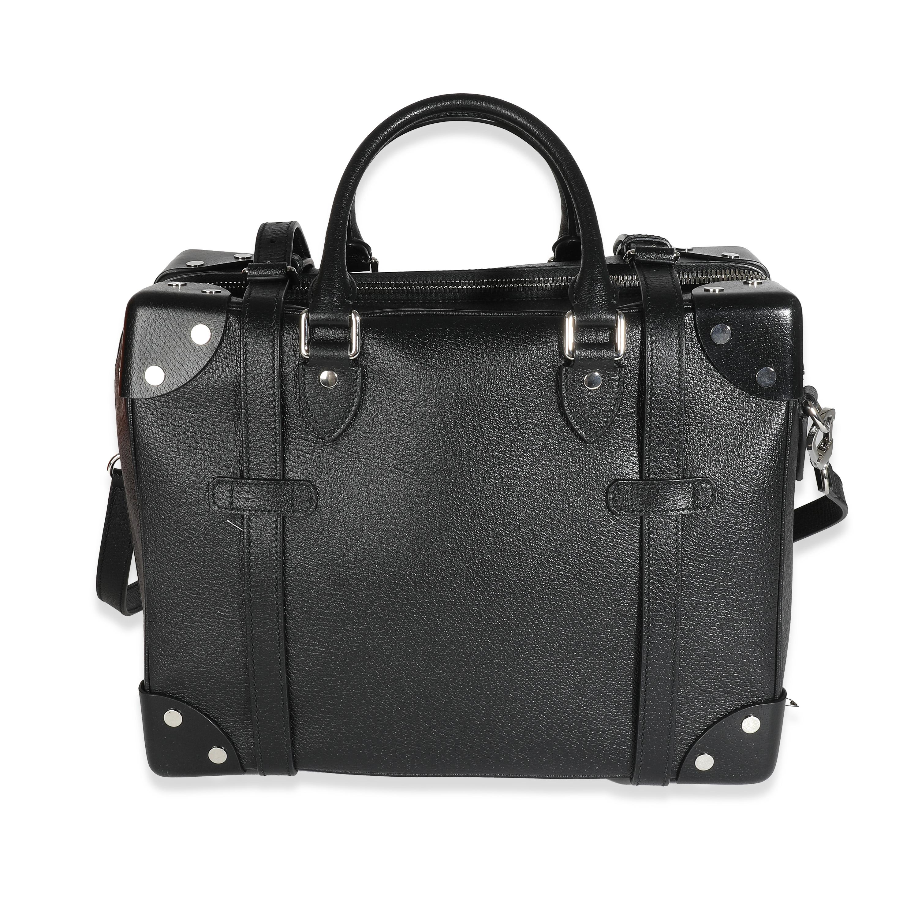 Gucci Black Leather Weekender Mini Suitcase For Sale 4