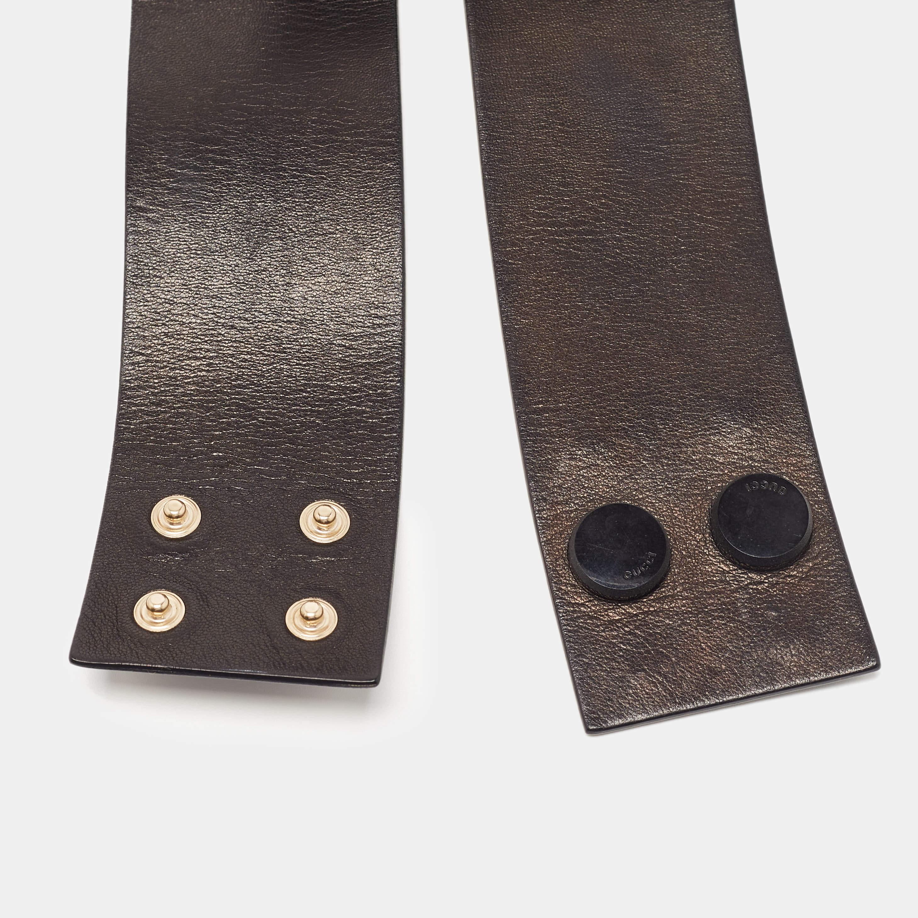 Gucci Black Leather Wide Waist Belt For Sale 1