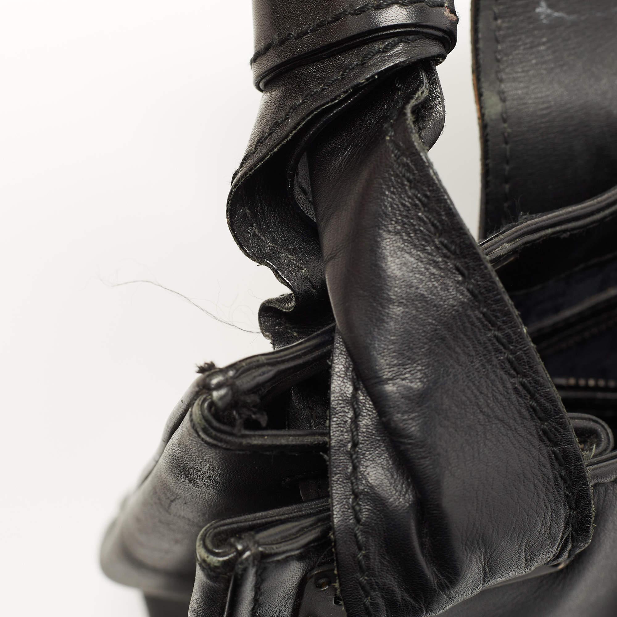 Gucci Black Leather Wood Flap Shoulder Bag 4