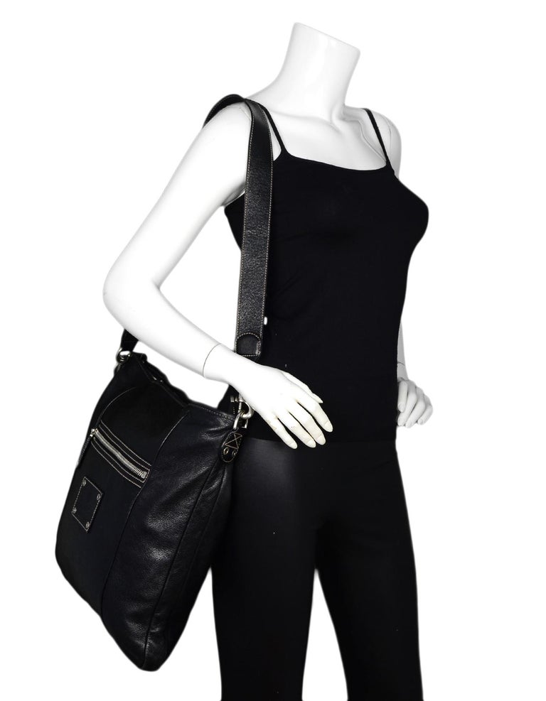 Gucci Black Leather Zip Top Shoulder/Messenger Bag For Sale at 1stDibs