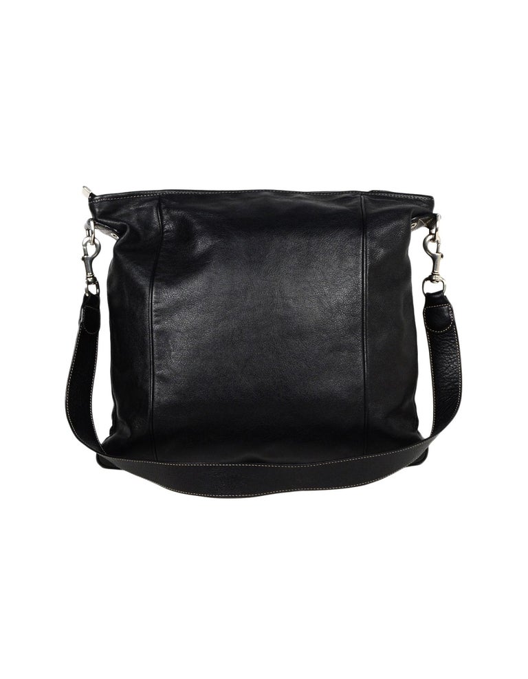 Gucci Black Leather Zip Top Shoulder/Messenger Bag For Sale at 1stDibs