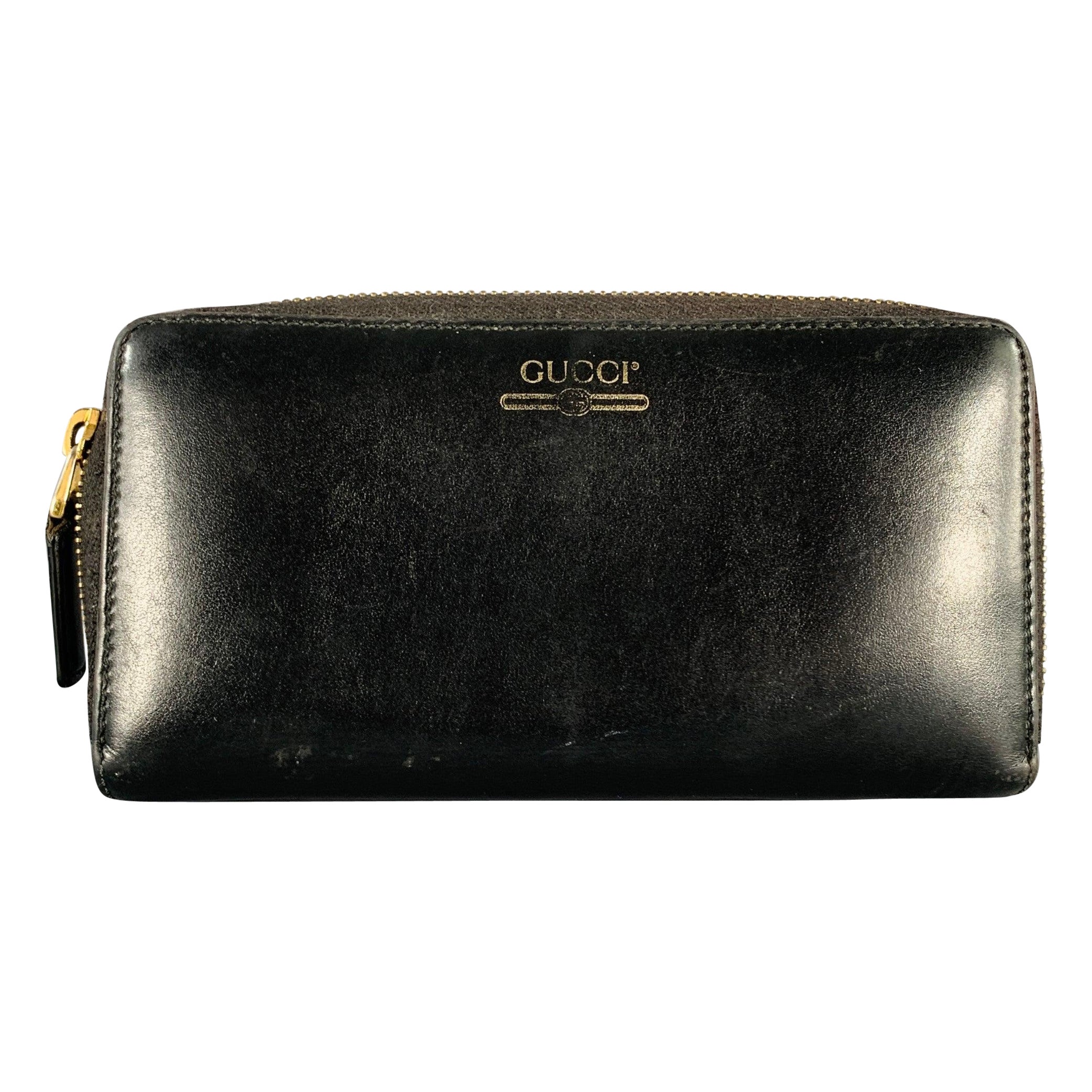 Cartera con cremallera de piel negra GUCCI