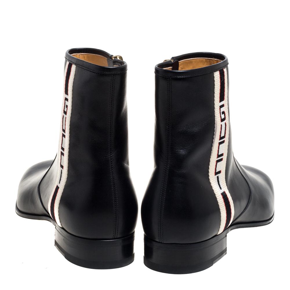 Gucci Black Leather Zipper Detail Boots Size 41 In Good Condition In Dubai, Al Qouz 2