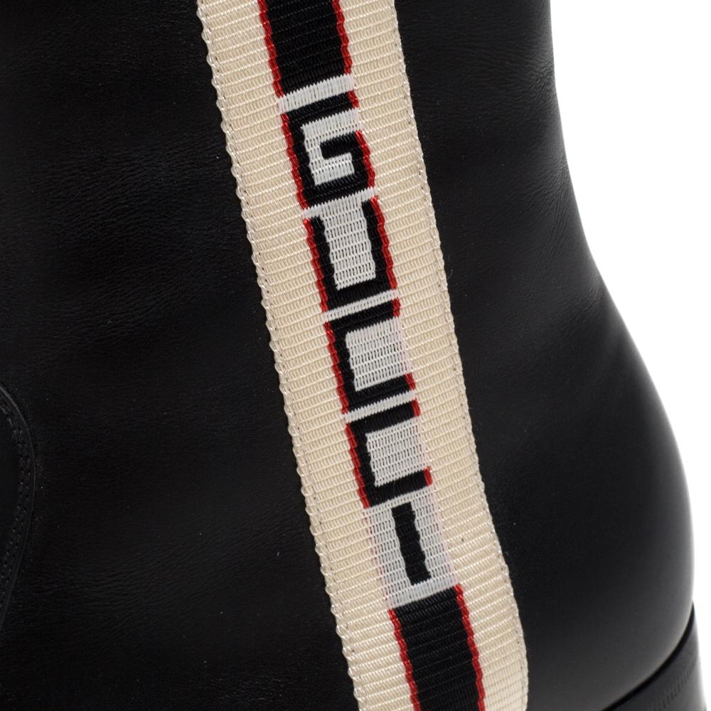 Gucci Black Leather Zipper Detail Boots Size 41 2