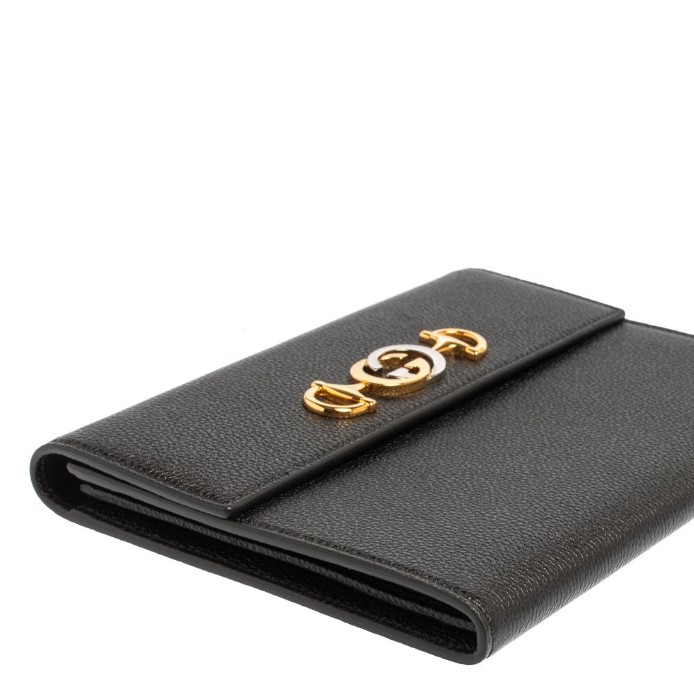 Gucci Schwarzes Leder Zumi Flap Clutch 8