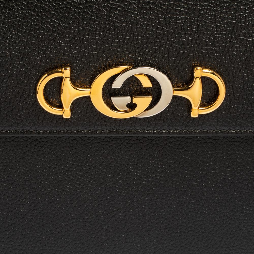Gucci Schwarzes Leder Zumi Flap Clutch 9