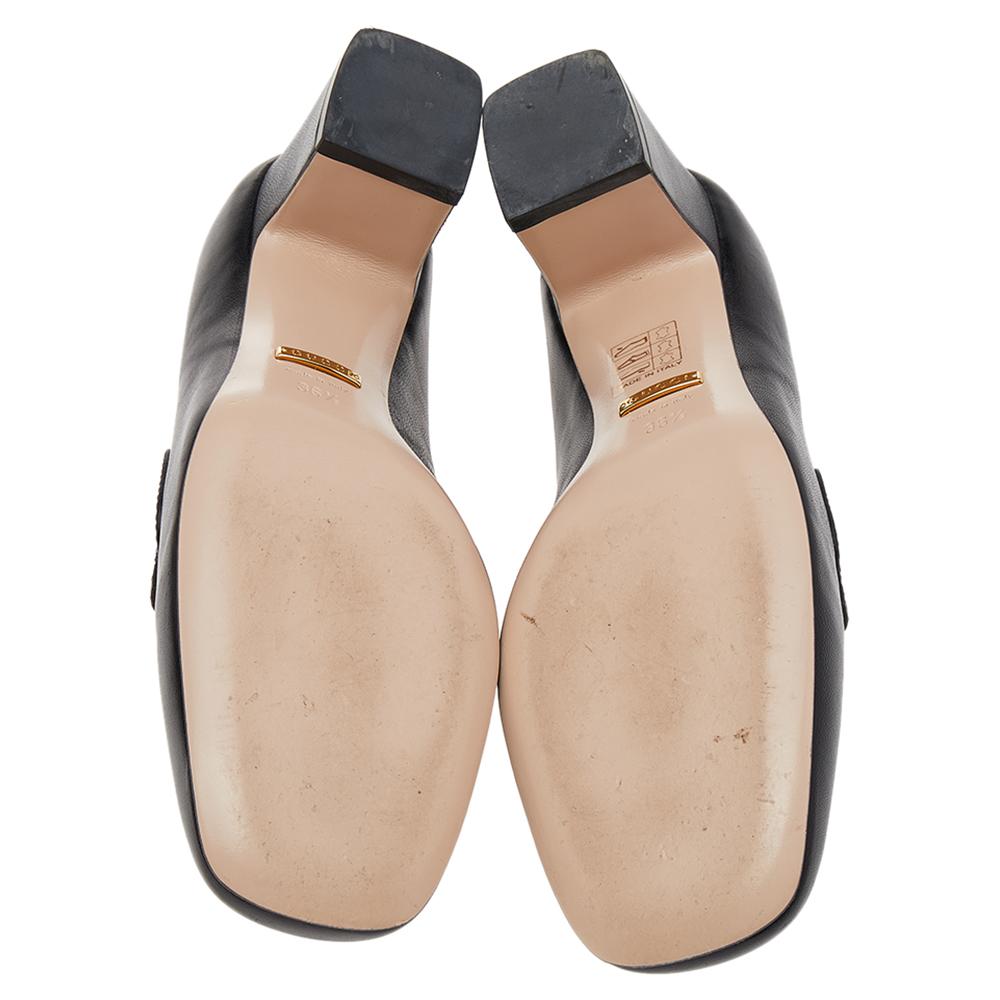 Gucci Black Leather Zumi GG Loafers Pumps Size 36.5 1
