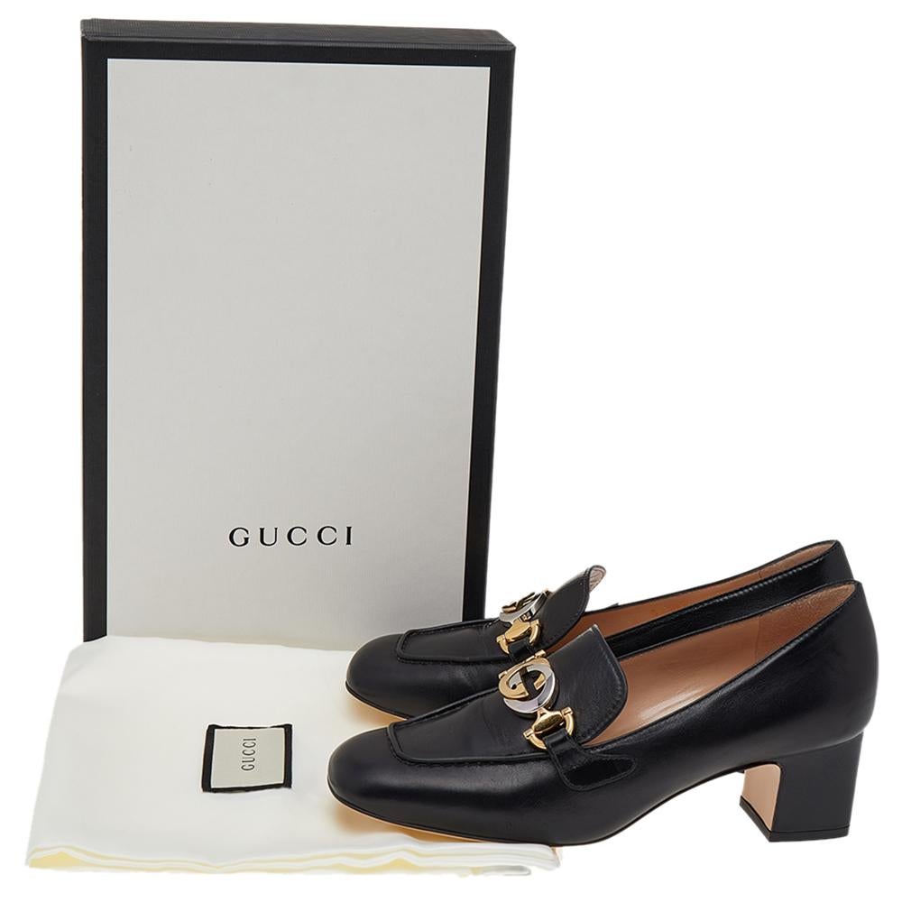 Gucci Black Leather Zumi GG Loafers Pumps Size 36.5 3