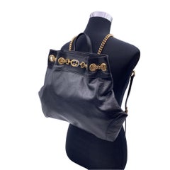 Gucci Black Leather Zumi Logo Backpack Shoulder Bag Handbag
