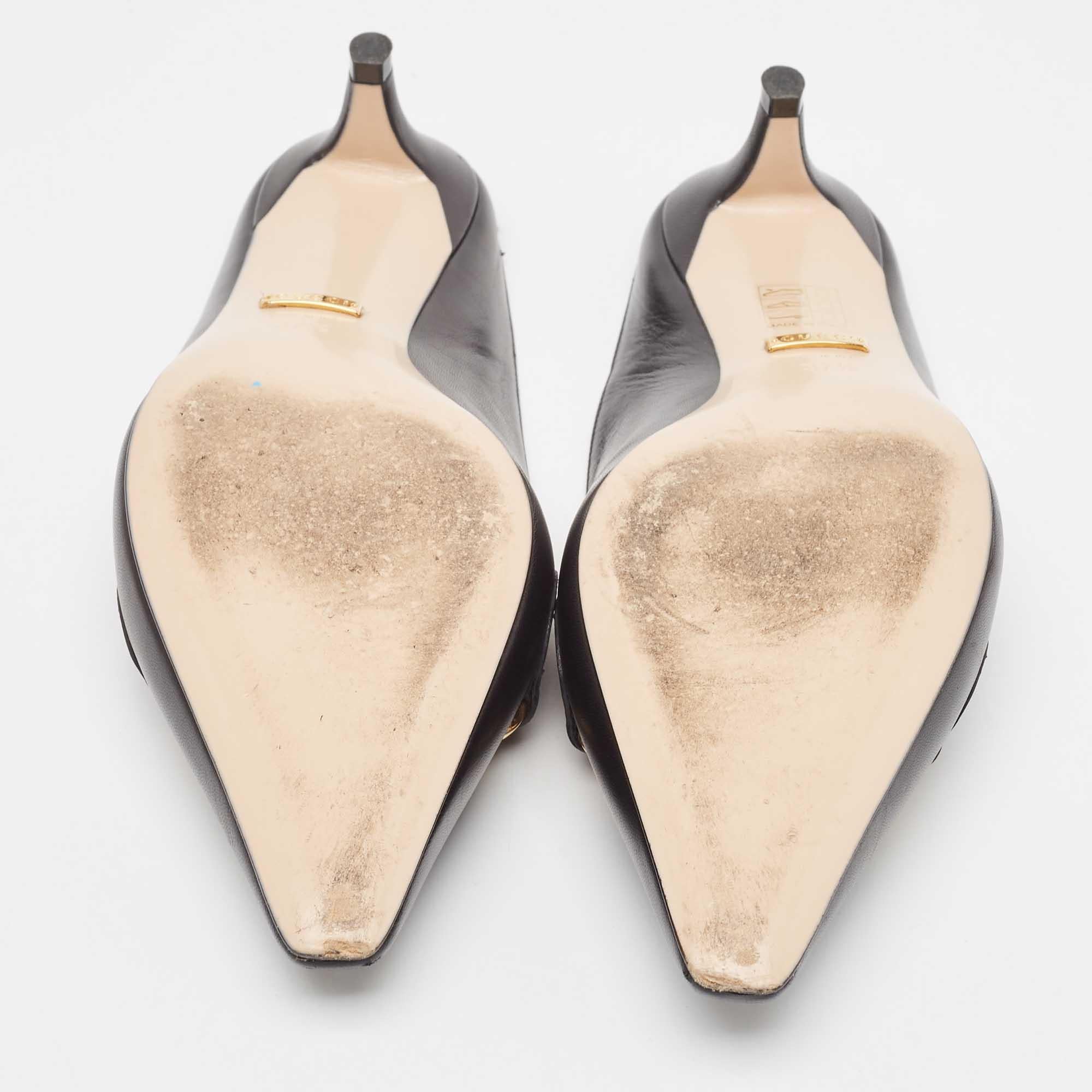 Gucci Black Leather Zumi Mules Size 37.5 2