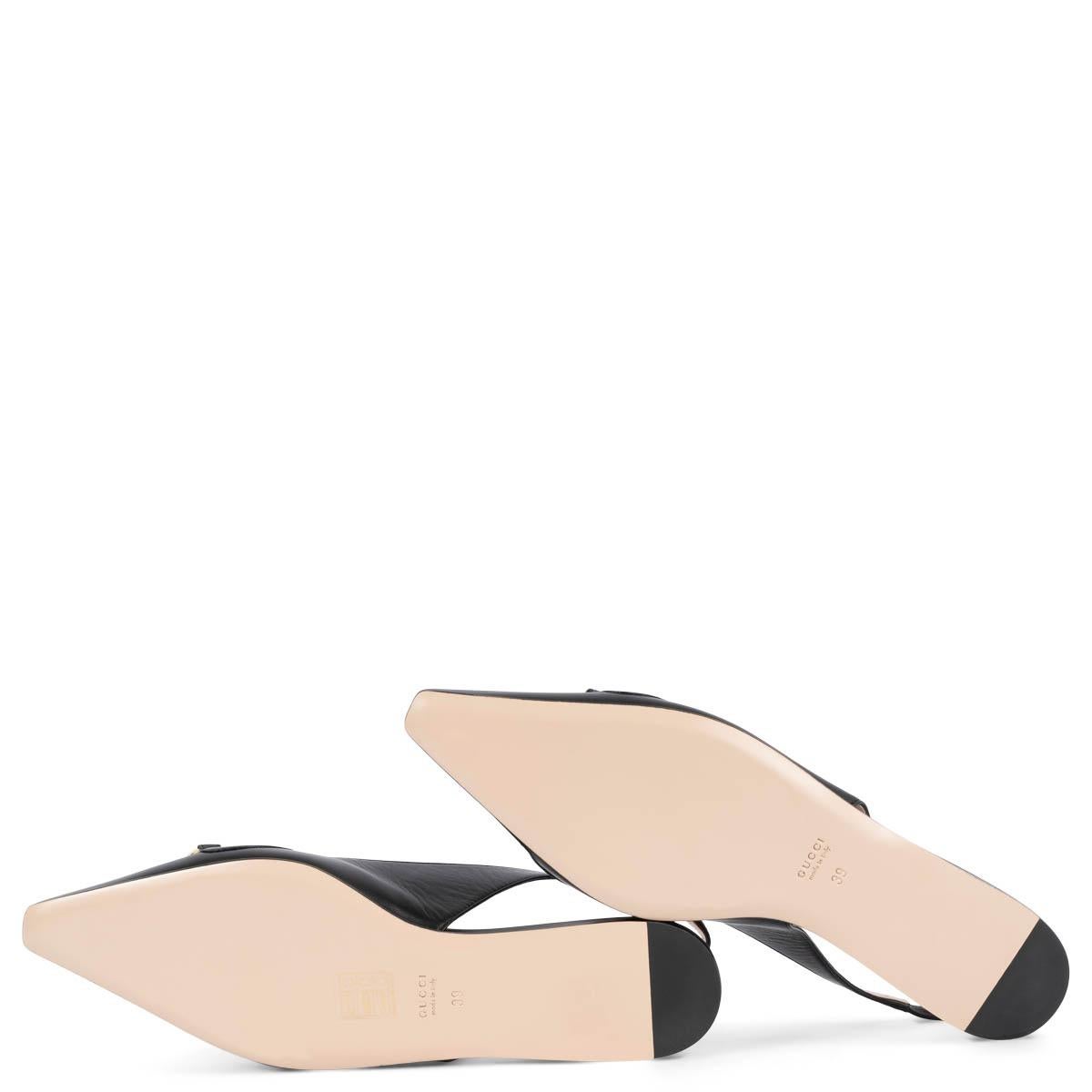 GUCCI cuir noir ZUMI POINTED TOE SLINGBACK Ballet Flats Shoes 39 3