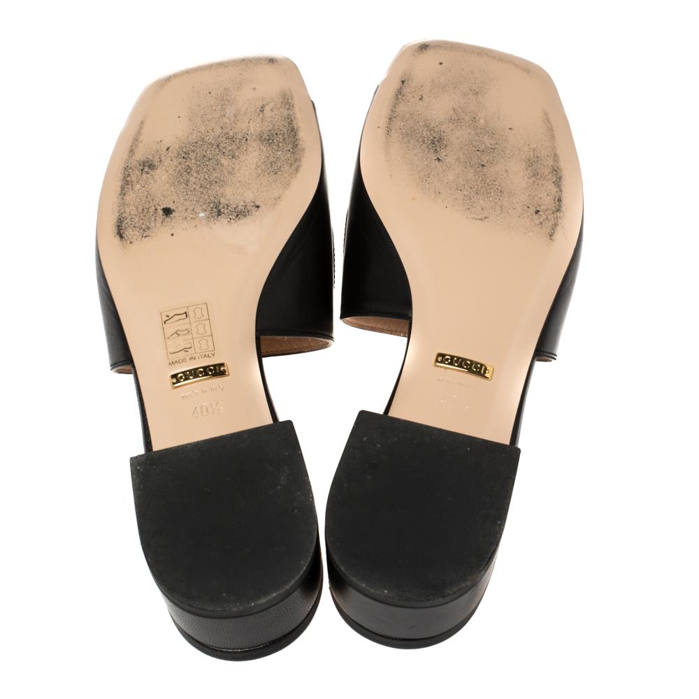 Gucci Black Leather Zumi Slide Sandals Size 40.5 In Good Condition In Dubai, Al Qouz 2