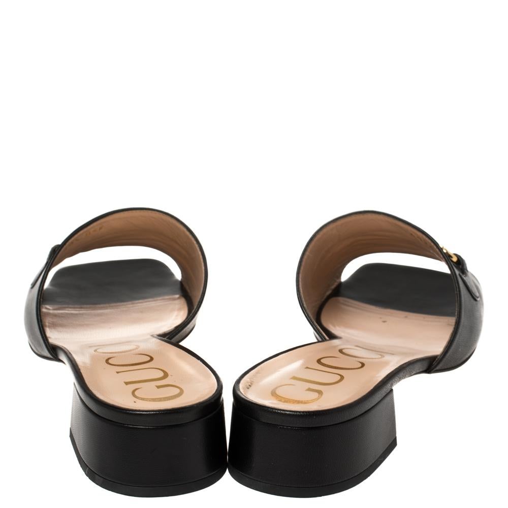 Women's Gucci Black Leather Zumi Slide Sandals Size 40.5