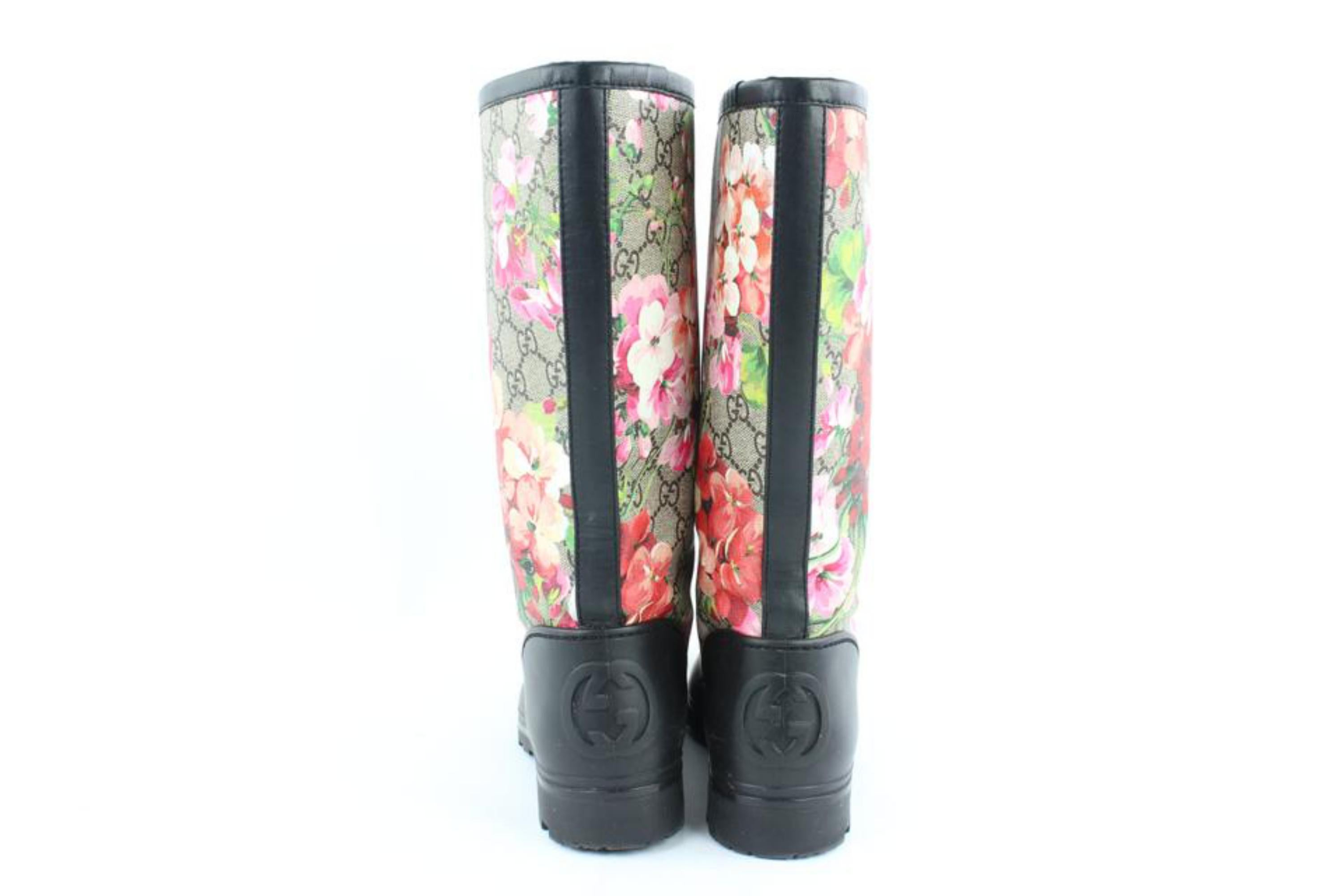 Gucci Black Limited Supreme Prato Gg Blooms Rain Boots/Booties 24684511 For Sale 3