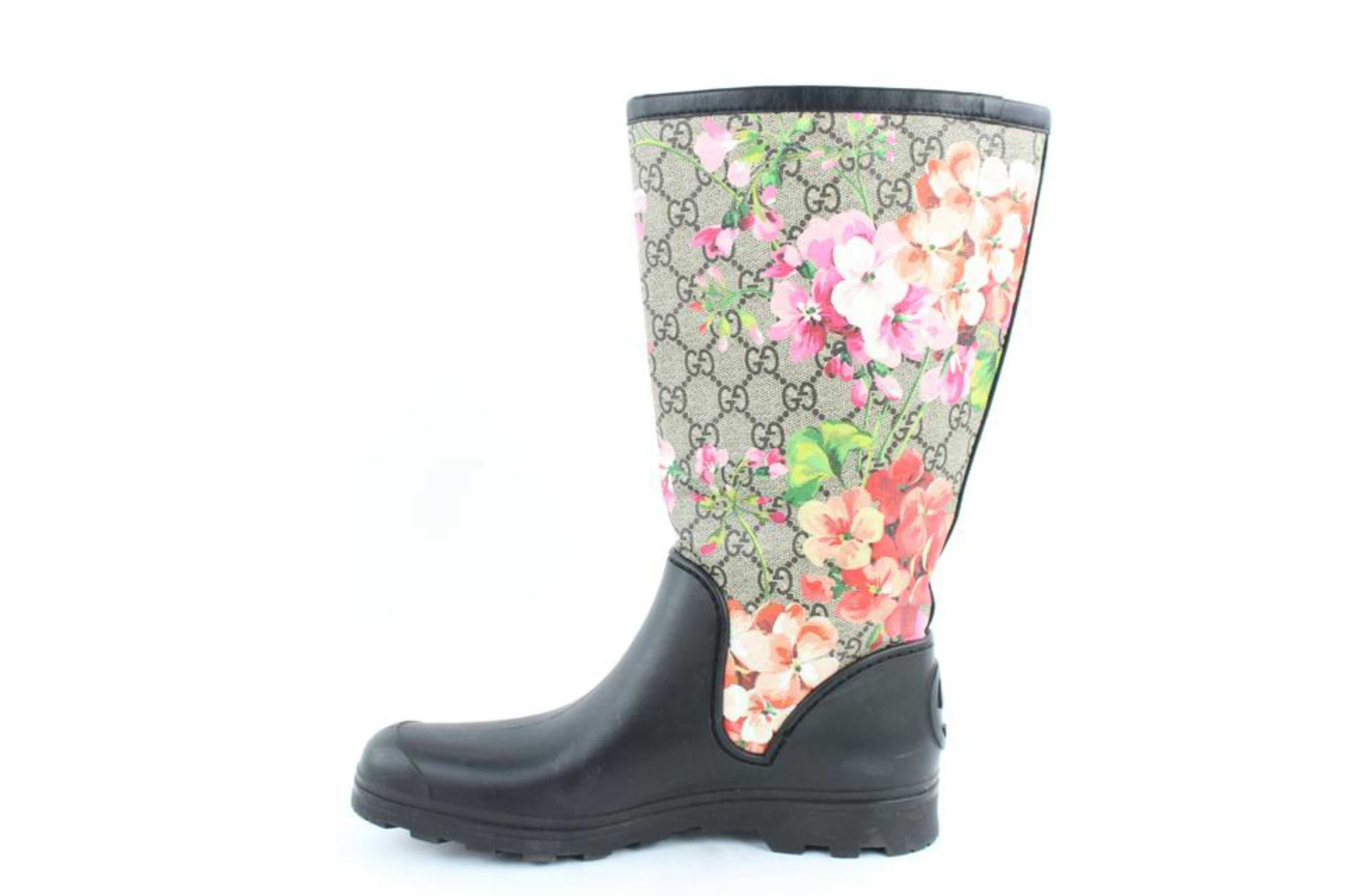 Gucci Black Limited Supreme Prato Gg Blooms Rain Boots/Booties 24684511 For Sale 5