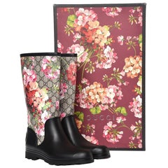 Vintage Gucci Black Limited Supreme Prato Gg Blooms Rain Boots/Booties 24684511